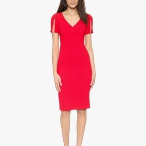 Black Halo Vibrant Red Midi Dress